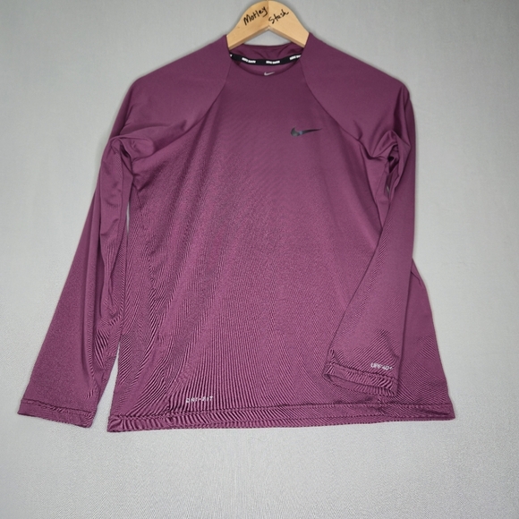 Nike Long Sleeve Hydro Rash Guard UPF40+ Dusty Rose Swim Shirt Size S - Picture 1 of 9